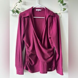 Calvin Klein Deep Magenta Drape Blouse